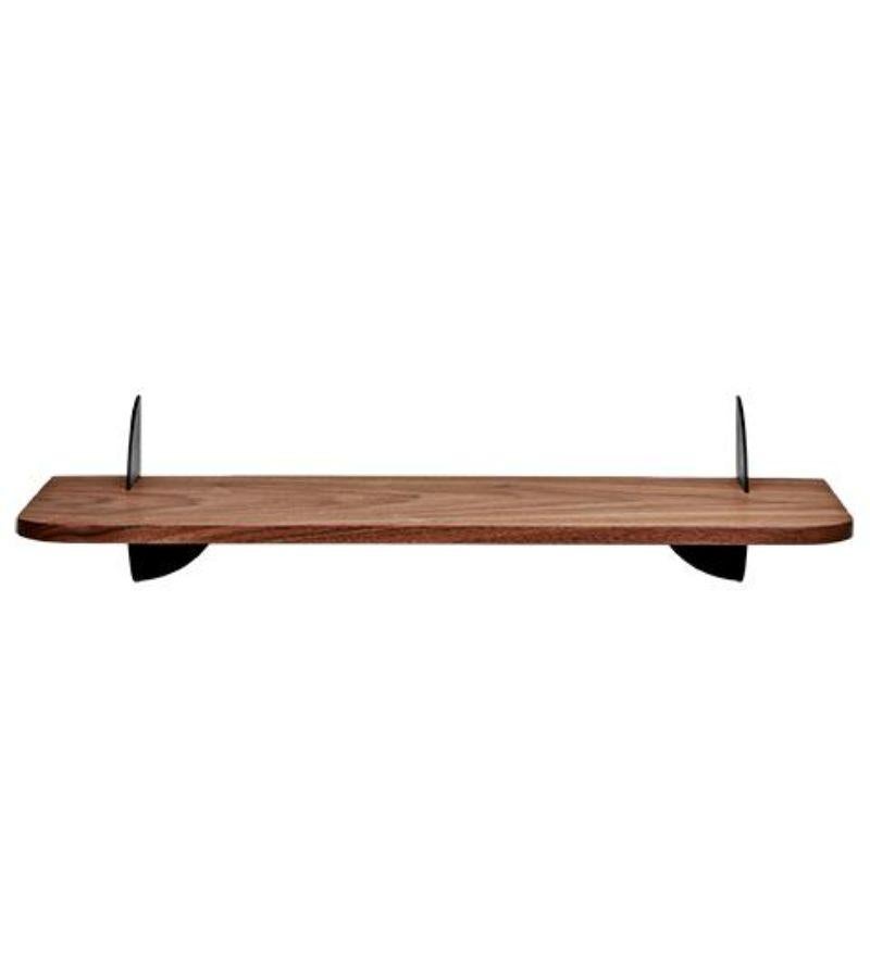 Plated Small Walnut and Steel Minimalist Shelf 