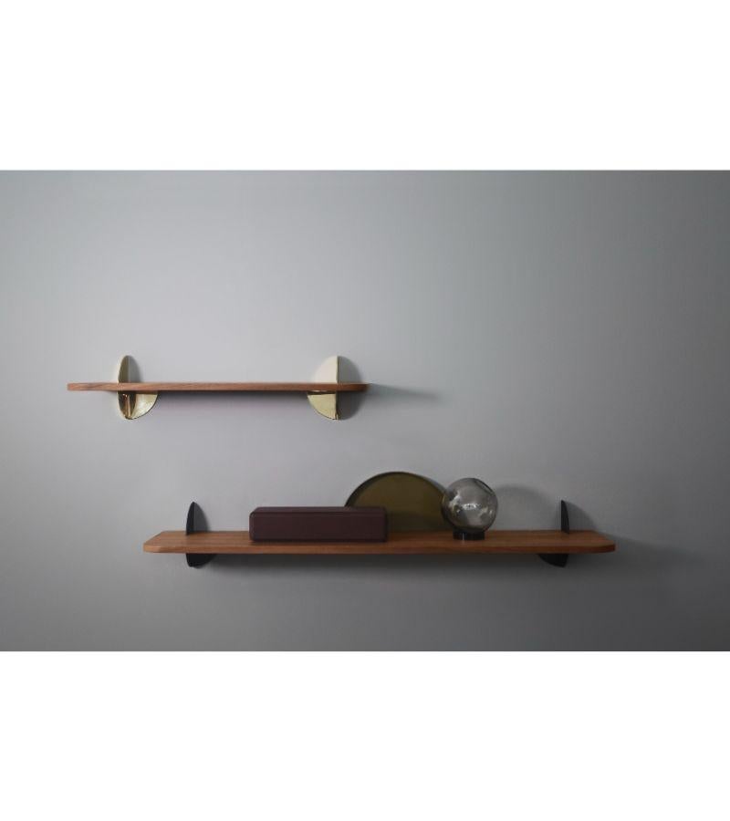 Contemporary Small Walnut and Steel Minimalist Shelf 