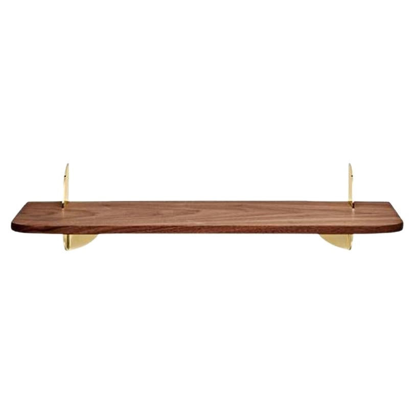 Small Walnut and Steel Minimalist Shelf