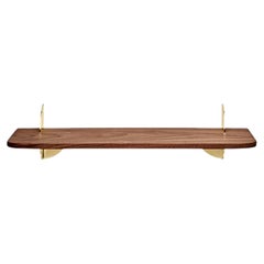 Small Walnut and Steel Minimalist Shelf