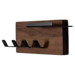 Small Walnut Coat Rack with Black Powder-Coated Metal – Scandinavian Modern