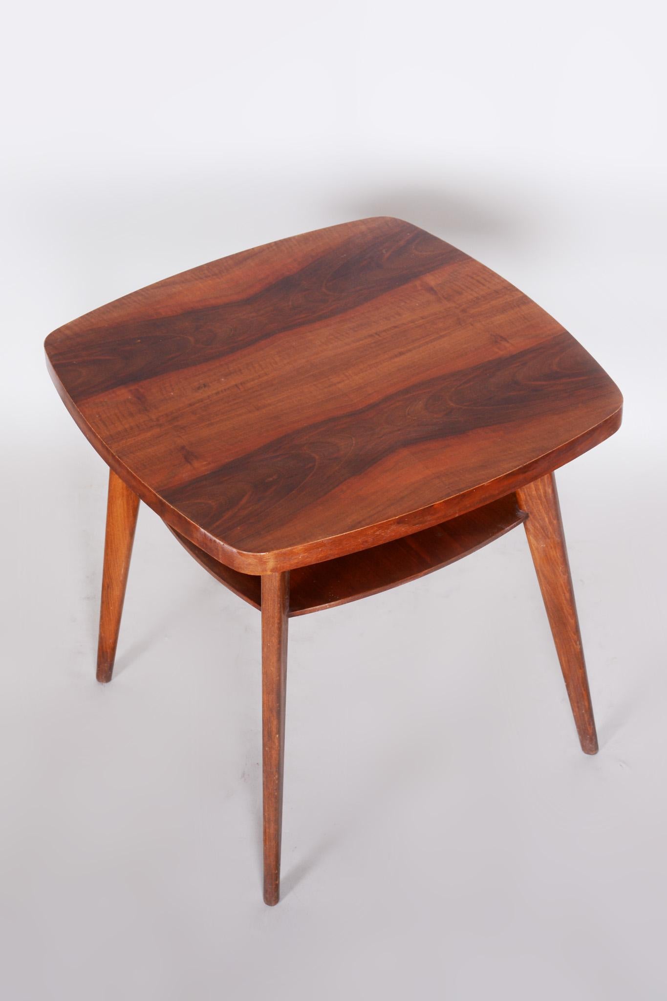 Mid-20th Century Small Walnut Coffee Table, Czech Midcentury, Preserved Original Condition, 1950s