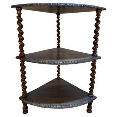 Small walnut corner shelf unit