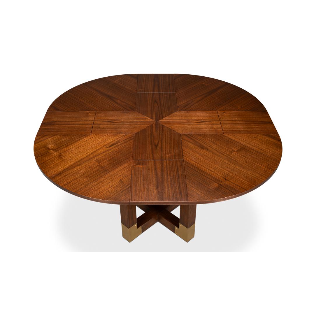 Brass Small Walnut Dining Table For Sale