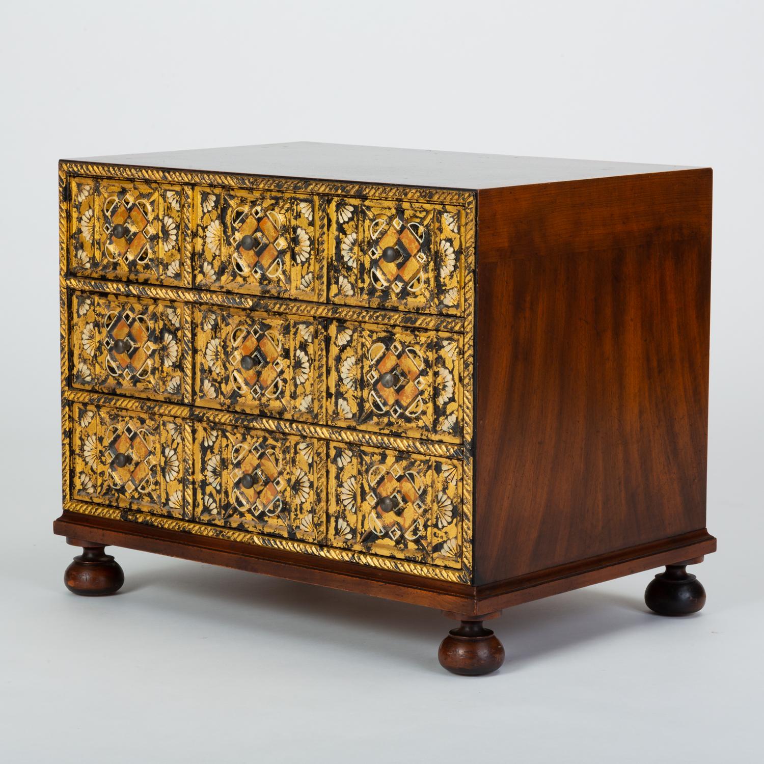 American Small Walnut Dresser in Spanish Revival Style by John Widdicomb