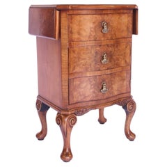 Small Walnut drop leaf cupboard / single Drawer 1930s