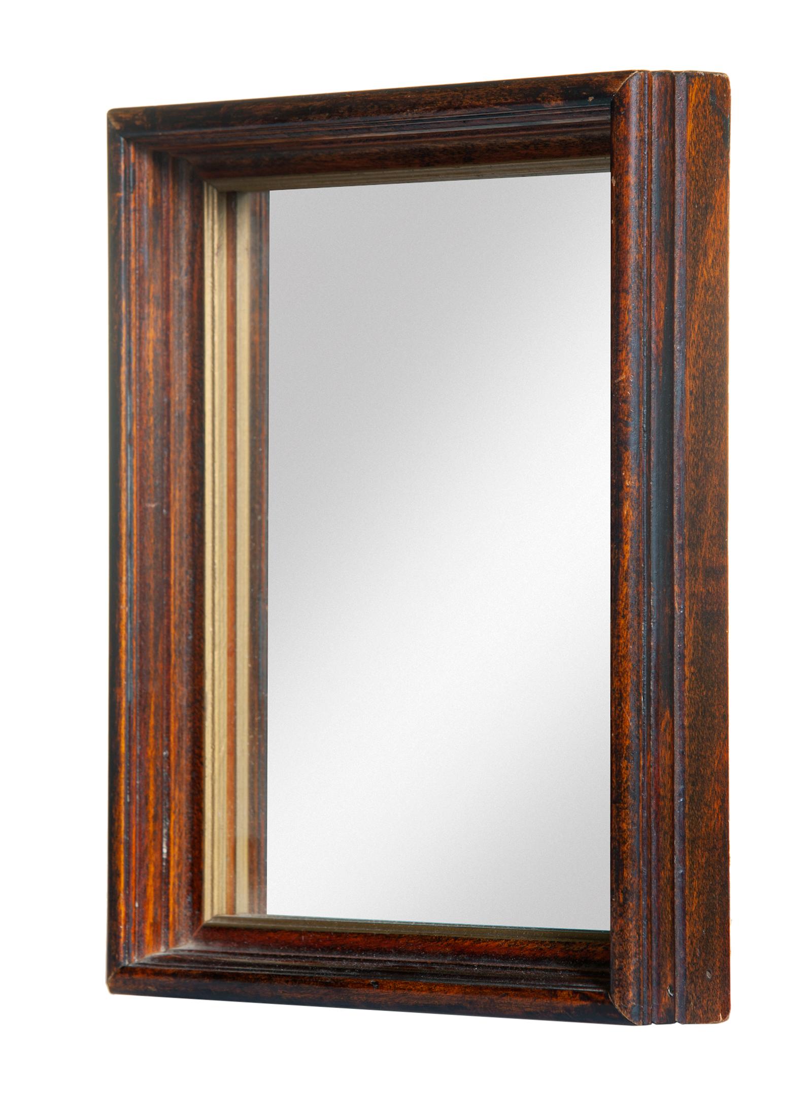 Victorian Small Walnut Framed Accent Mirror W Gilt Insert For Sale