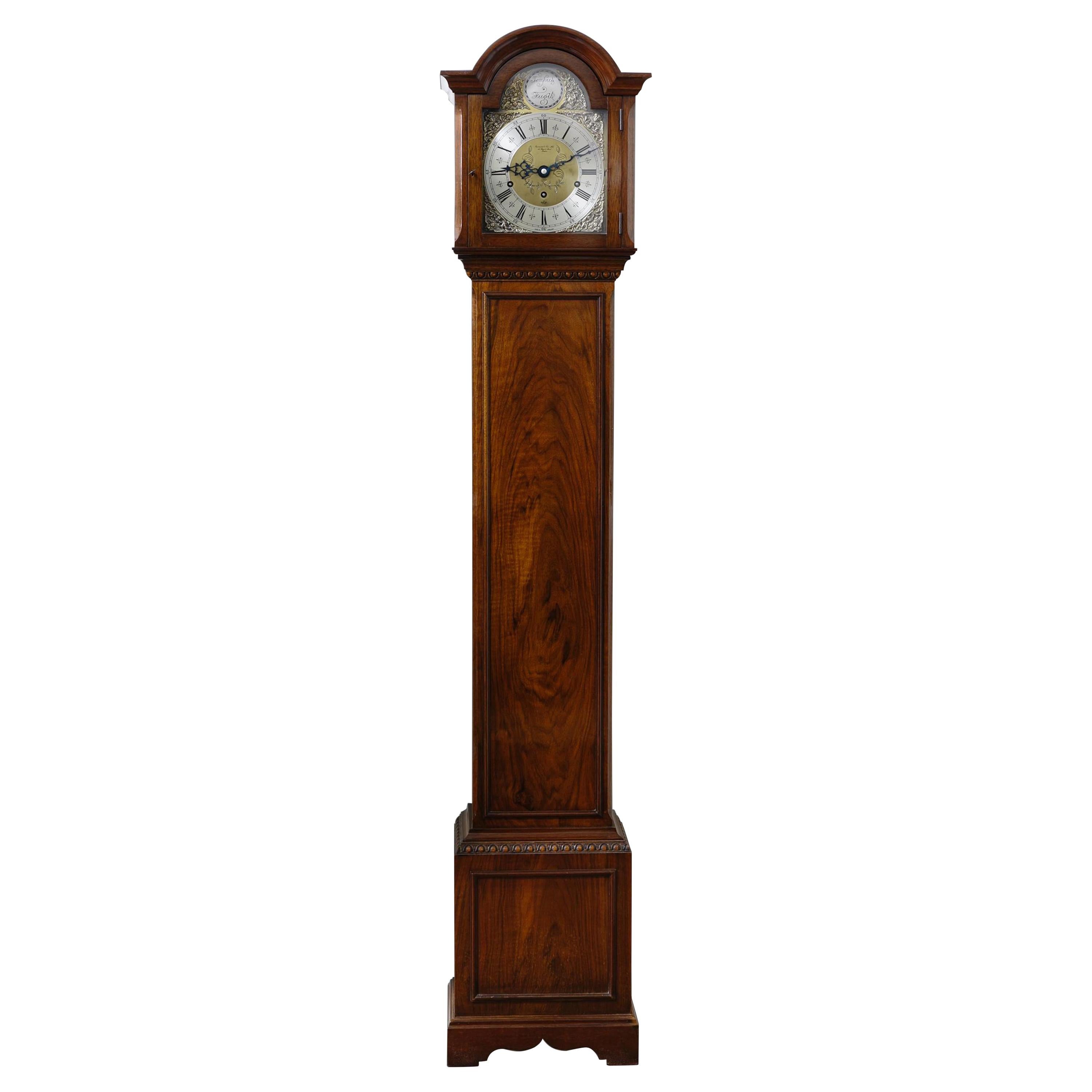 Small Walnut Longcase Clock Retailed by Garrards For Sale