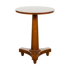 Small Walnut Midcentury Baker Drinks Table with Hexagonal Pedestal Base
