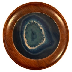 Small Walnut Trinket Box with Agate Inlay Lid