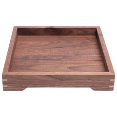 Small Walnut Wood and Brass Tray for Barware or Display by Alabama Sawyer