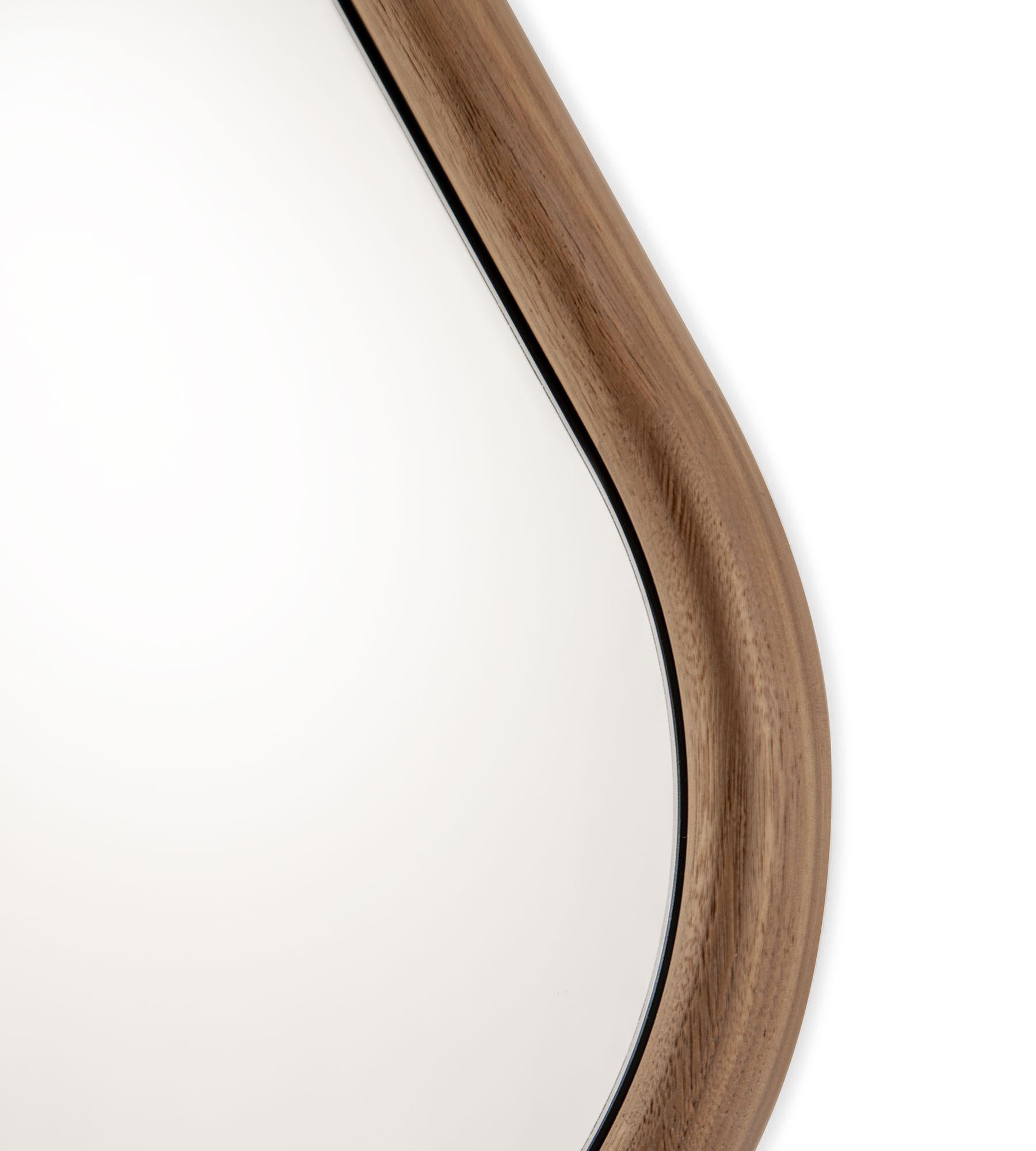Small Walnut Wood Eye Mirror by Morica Design For Sale 4