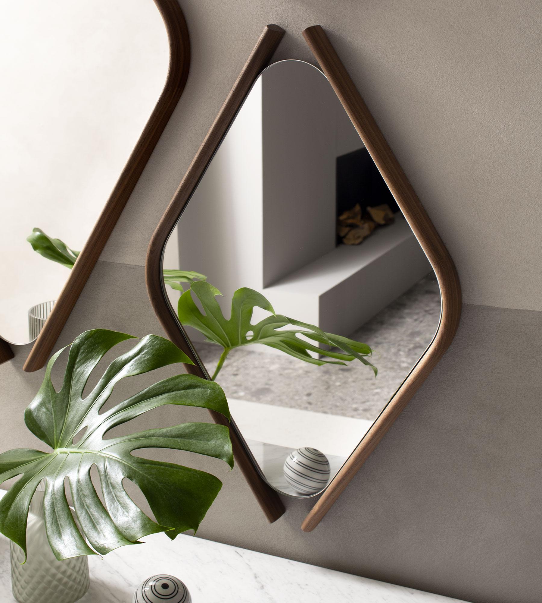 Small Walnut Wood Eye Mirrors by Morica Design
Dimensions: D 4 x W 73 x H 48 cm
Materials: Mirror, Canaletto walnut.

Available in Canaletto Walnut, Laguna Oak, or Oak wood. Please contact us.

Mirror with a frame in solid wood with “herringbone”