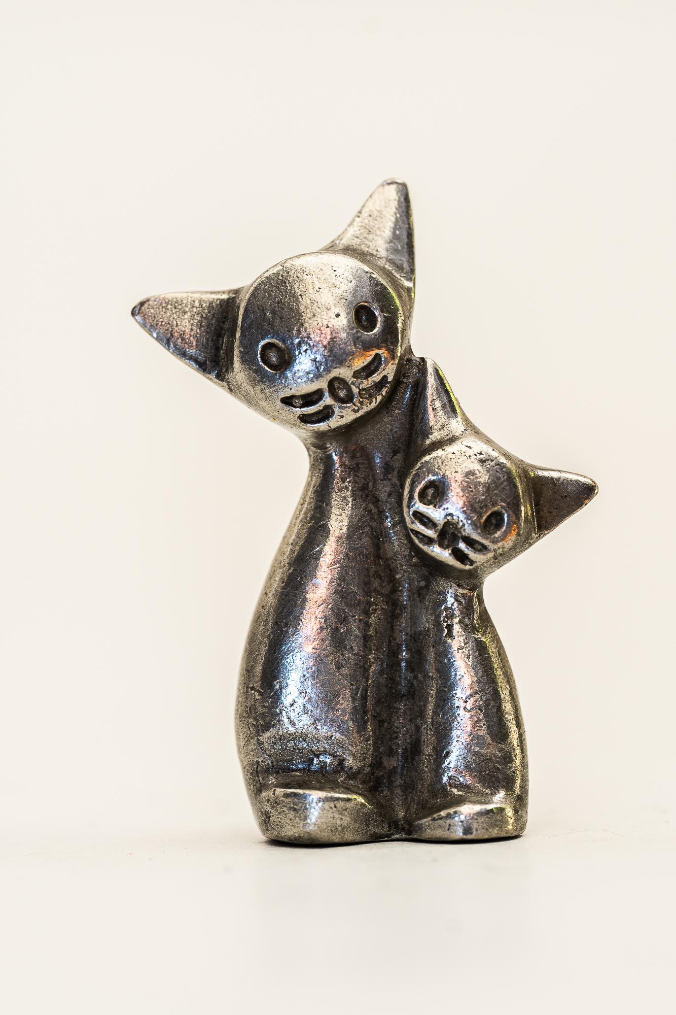 Plated Small Walter Bosse Cat Figurine Around 1950s, 'Marked' For Sale