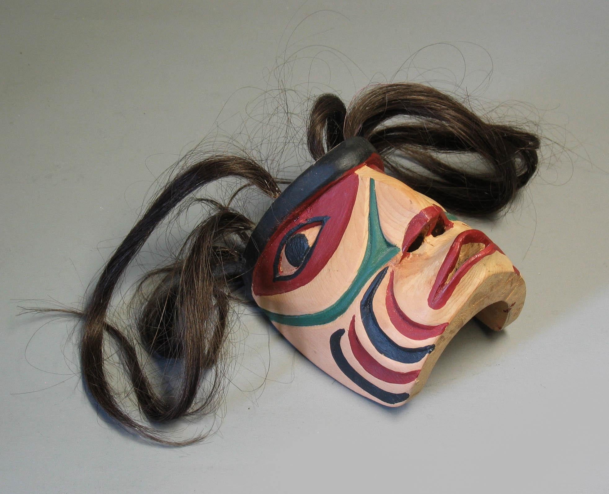 Hand-Painted Small Warrior Spirit Mask, Northwest Coast by Charlie Mickey, Nootka Nation For Sale