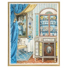 Small watercolor of “Lady’s Parlor” by David Connell