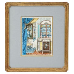 Small watercolor of “Lady’s Parlor” by David Connell