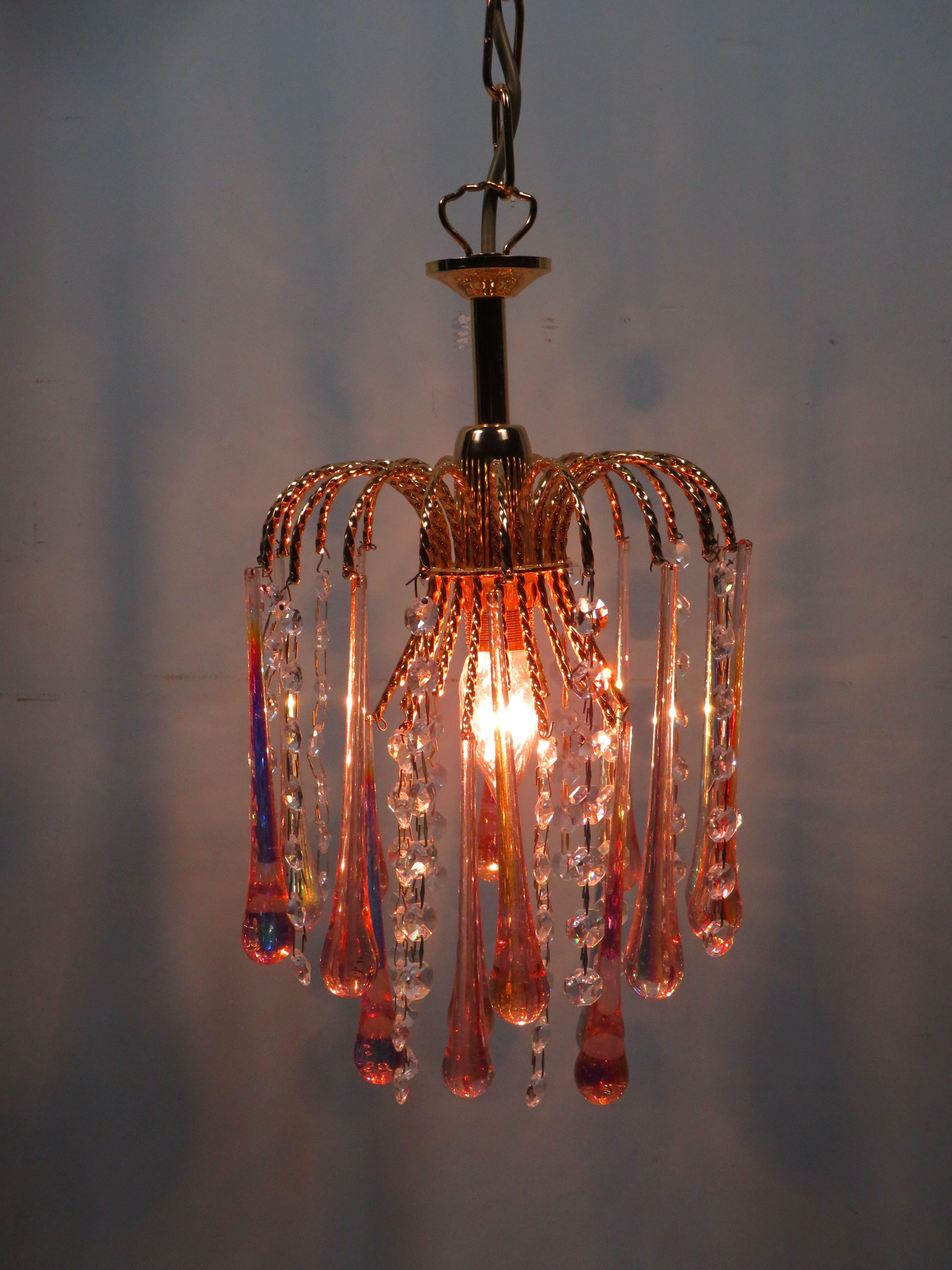 Hollywood Regency Small Waterfall Murano Pendant, 1960-1970