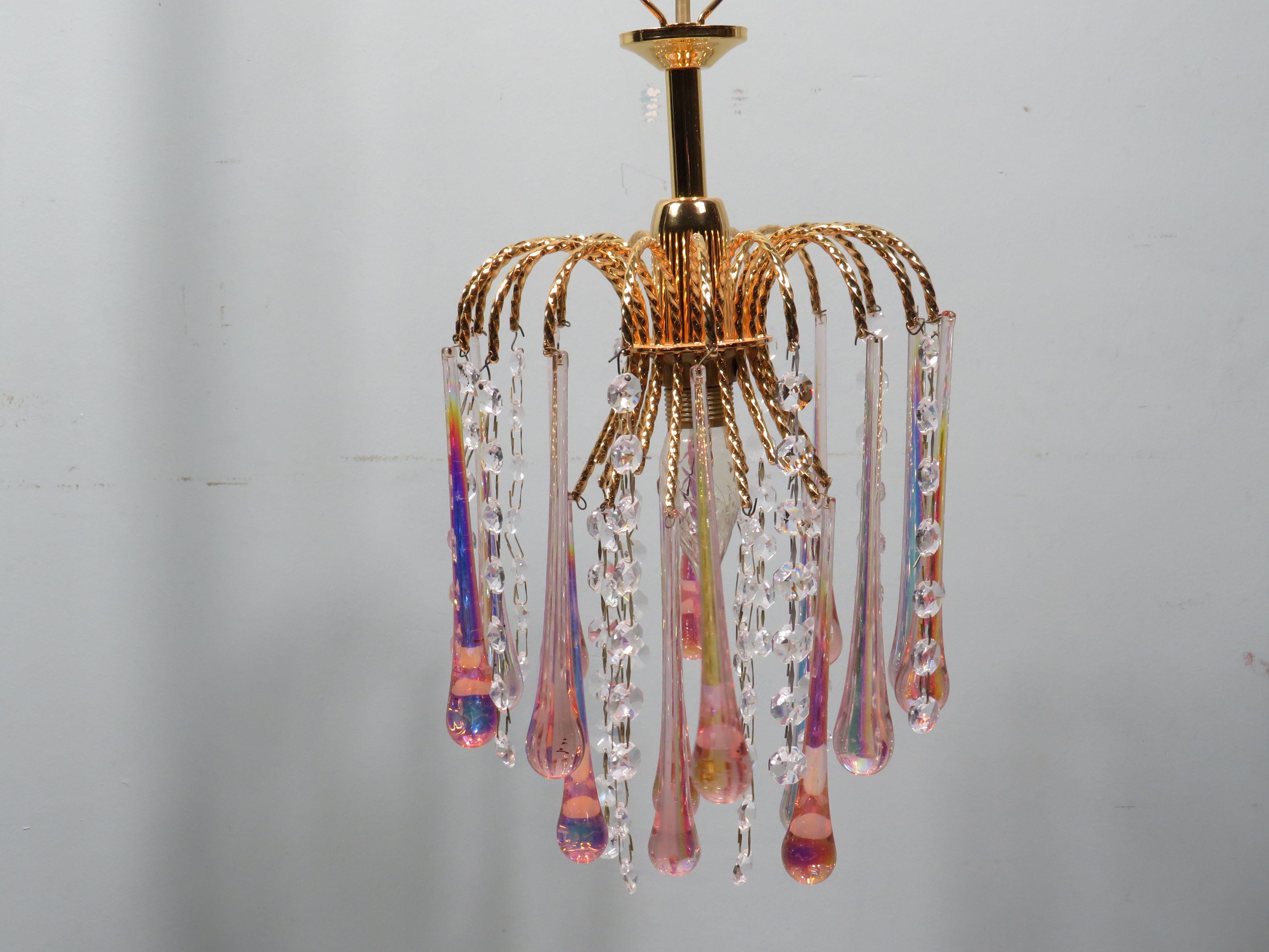 Italian Small Waterfall Murano Pendant, 1960-1970
