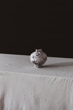 Small Wave Moon Jar, Hand Crafted Textured Porcelain Vase, Mugly, NYC, 2023