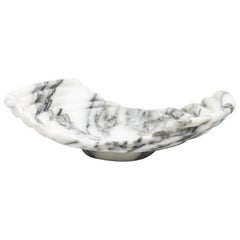 Handmade Small Striped Wave Tray in Arabescato Marble