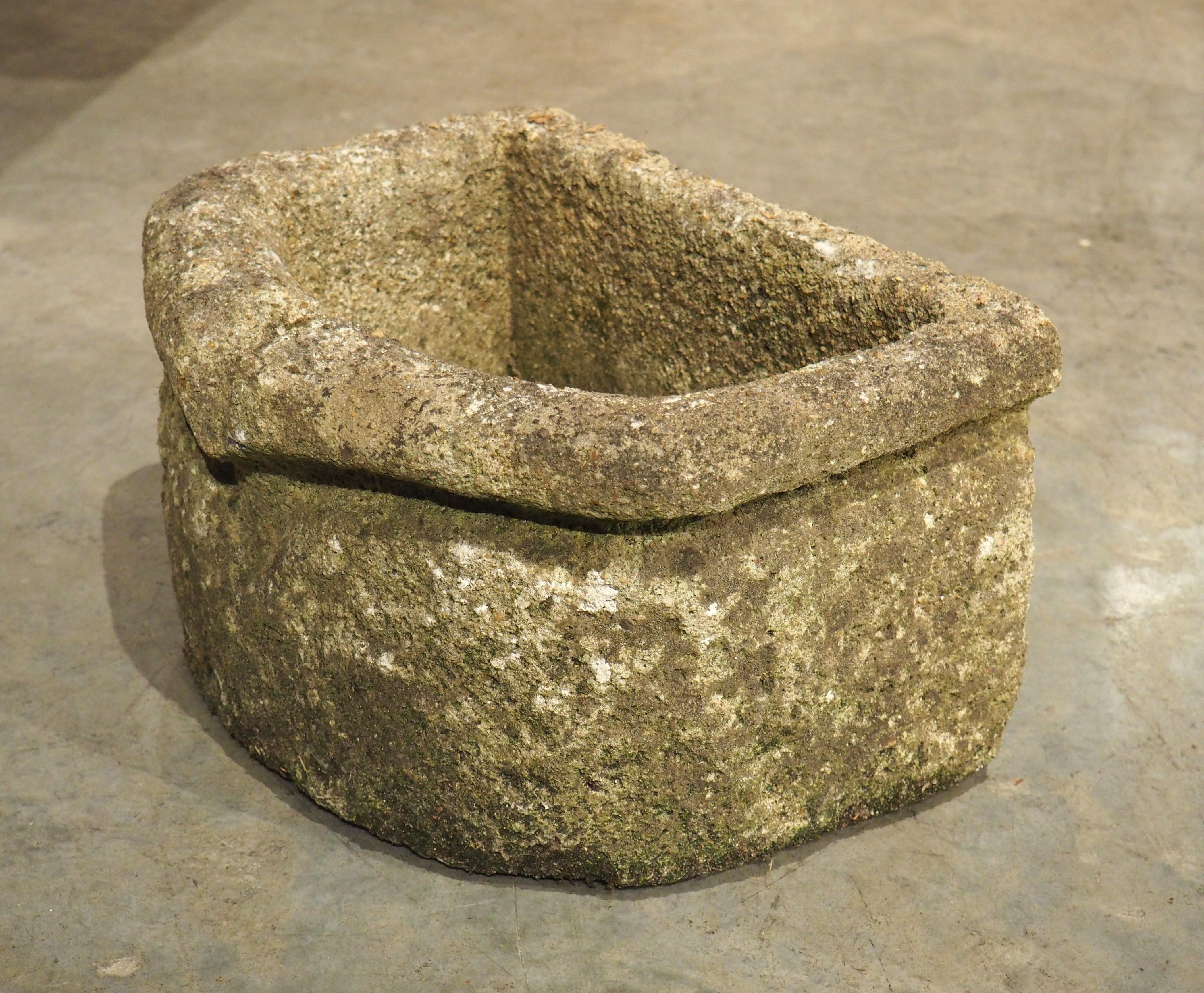 Stone Small Weathered Garden Trough from Normandy, France, 20th Century For Sale
