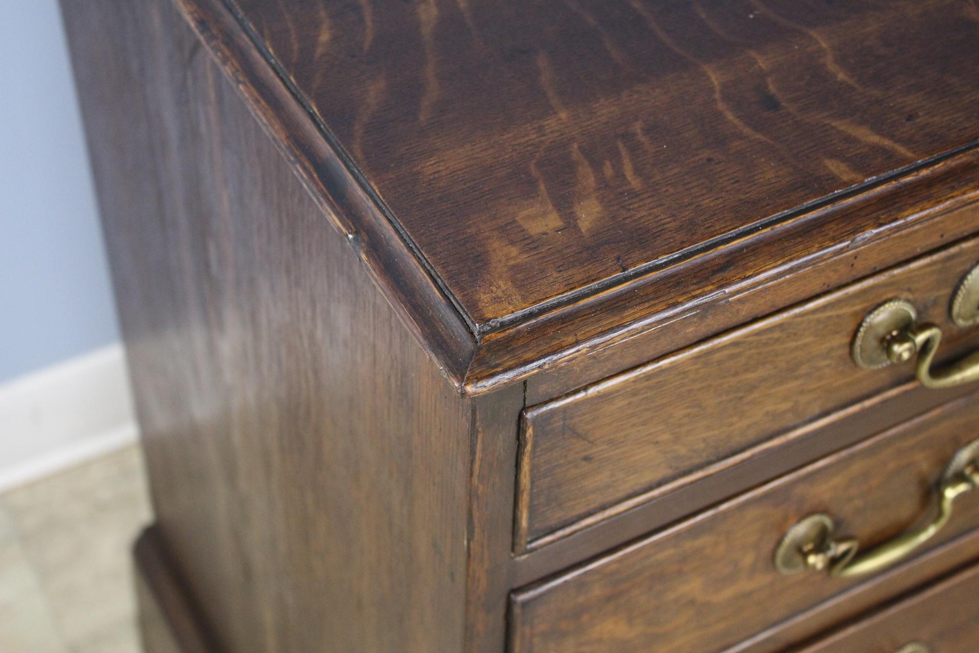 Small Welsh Period Oak Chest of Drawers, Original Hardware and Ogee Feet 2