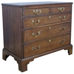 Small Welsh Period Oak Chest of Drawers, Original Hardware and Ogee Feet