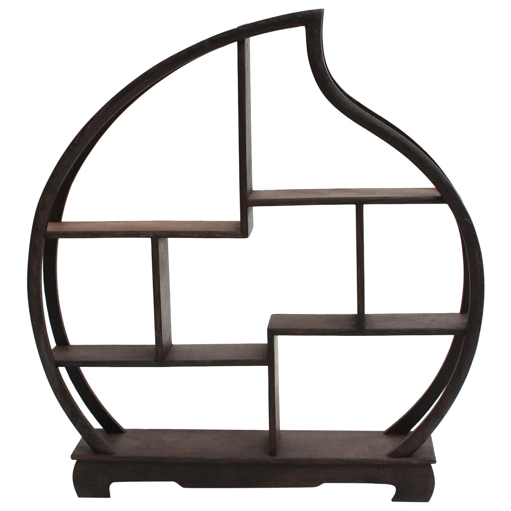 Small Wenge Wood Display Stand Mini Shelf Peach Shape