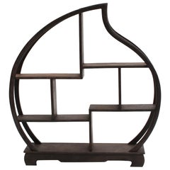 Small Wenge Wood Display Stand Mini Shelf Peach Shape