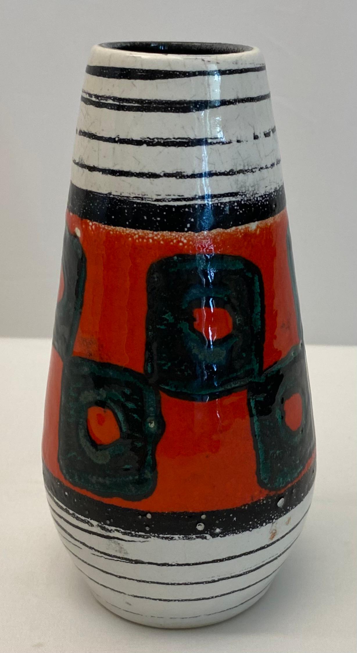 Glazed Small West Germany Ceramic Vase, Vintage Mid-Century Art Pottery For Sale