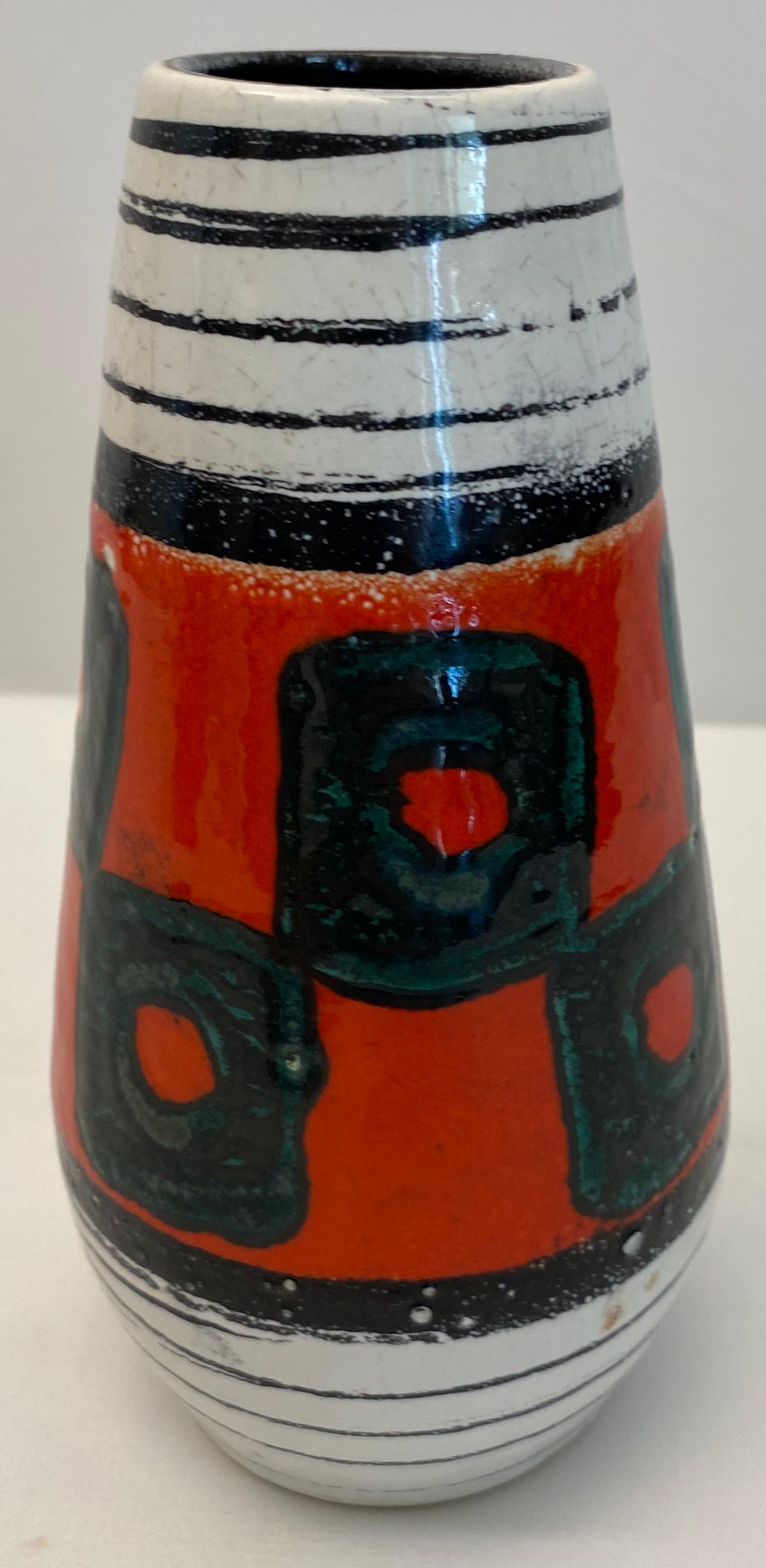 Small West Germany Ceramic Vase, Vintage Mid-Century Art Pottery In Good Condition For Sale In Miami, FL