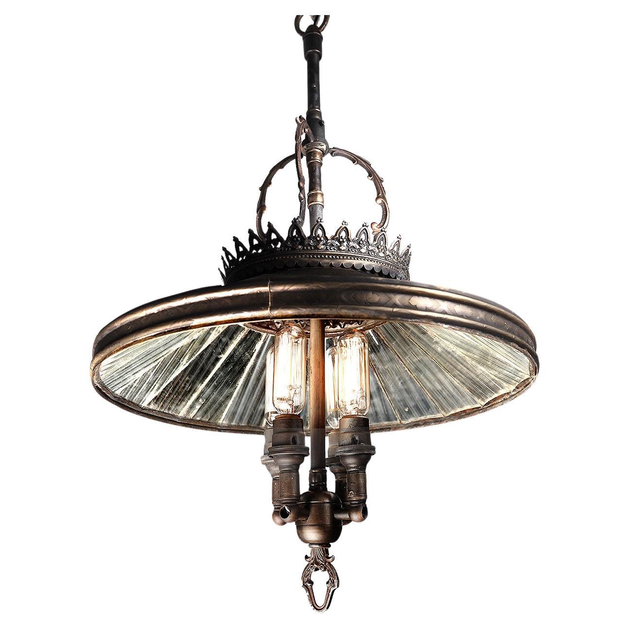 Small Wheeler Mirrored Reflector Chandelier For Sale