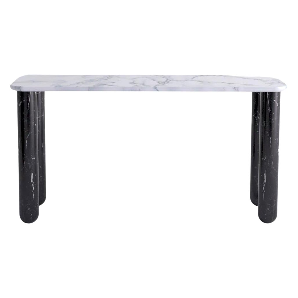 Small White and Black Marble "Sunday" Dining Table, Jean-Baptiste Souletie For Sale