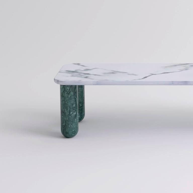 Moderne Petite table basse « Sunday » en marbre blanc et vert, Jean-Baptiste Souletie en vente