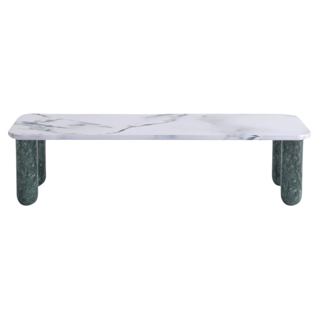 Small White and Green Marble "Sunday" Coffee Table, Jean-Baptiste Souletie