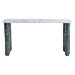 Petite table à manger Sunday en marbre blanc et vert, Jean-Baptiste Souletie