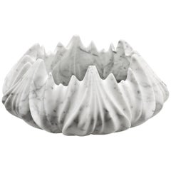 Small White and Grey Marble Vase by Zaha Hadid in Statuario Marble