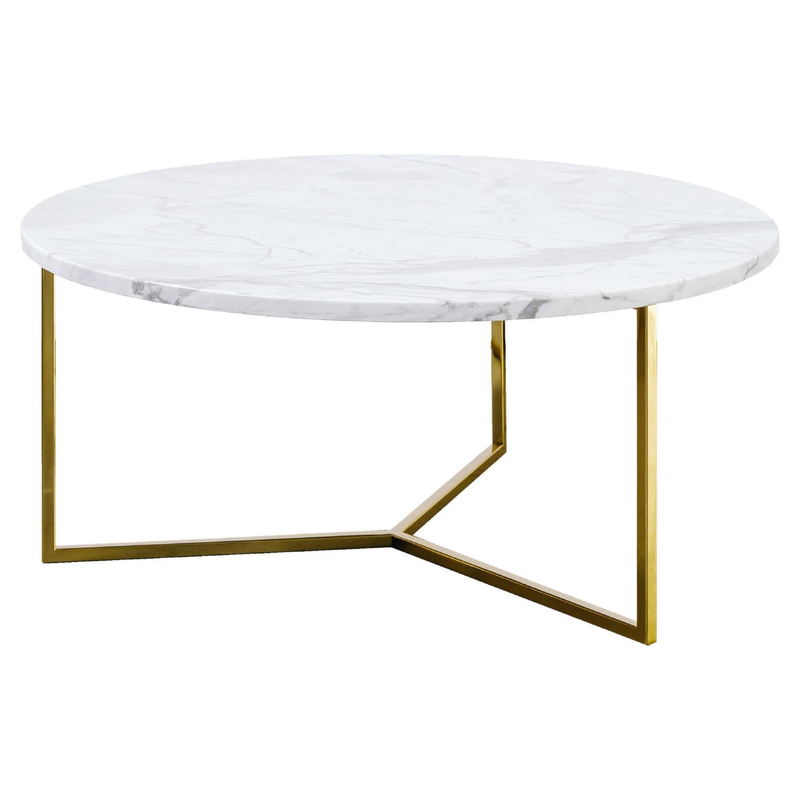 Small White Brass Oval Coffee Table by Un’common