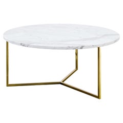 Small White Brass Oval Coffee Table by Un’common