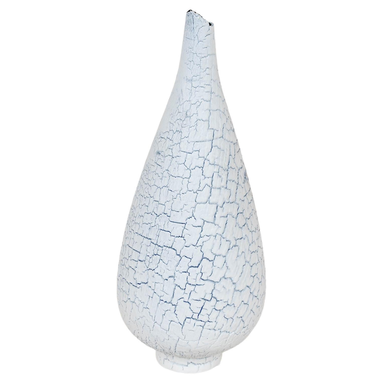Small White Burnt Beech Vase by Daniel Elkayam For Sale
