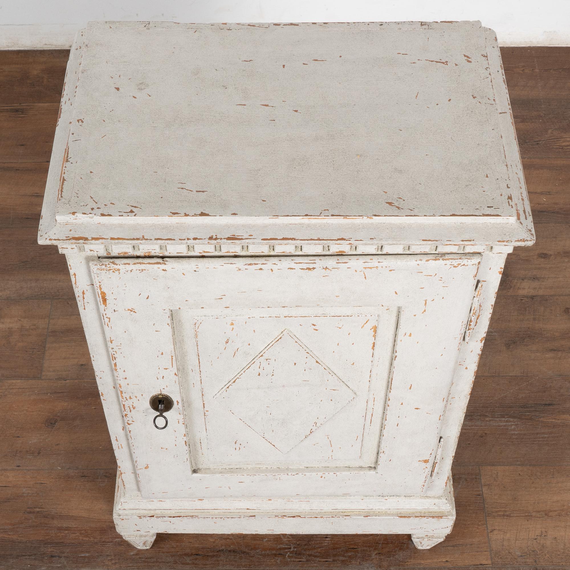 Pine Small White Cabinet Nightstand, Denmark circa 1840-60 For Sale