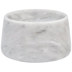Handmade Small White Carrara Marble Cats or Dogs Bowl
