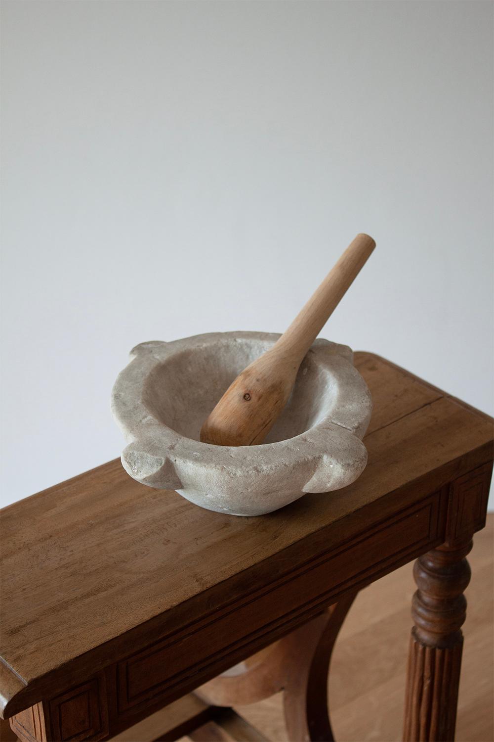 earthenware bowl and pestle