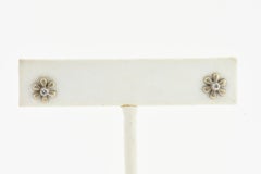 Small White Gold Diamond Daisy Flower Earrings