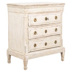 Small White Gustavian Chest of Three Drawers, Sweden circa 1820-40