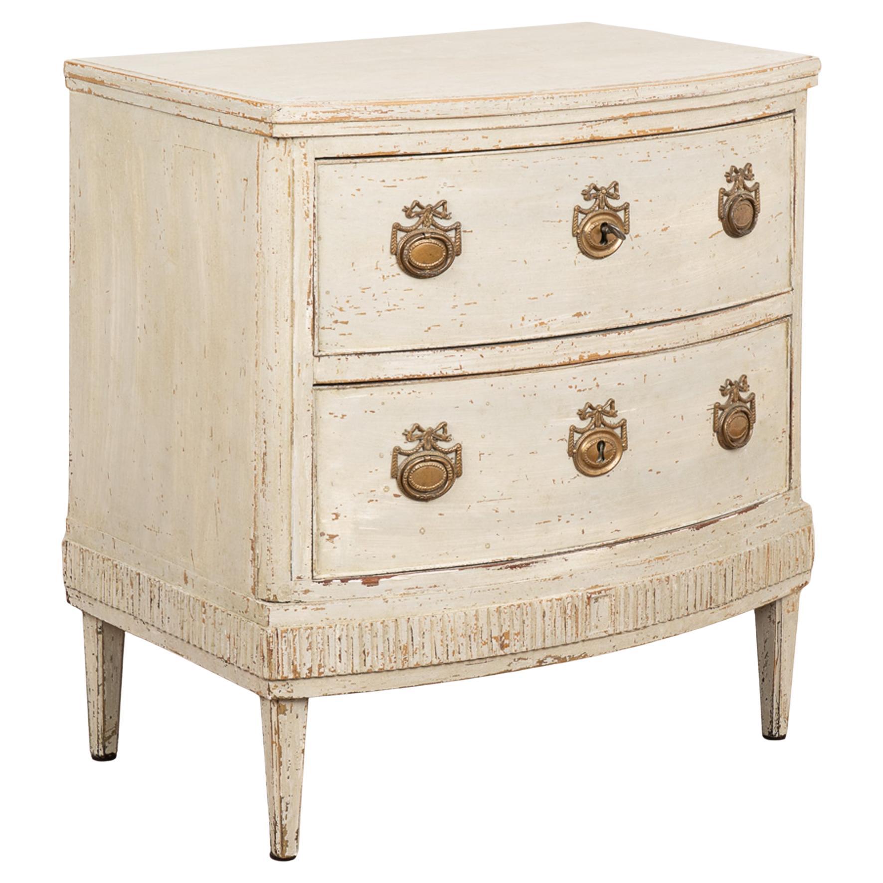 Small White Gustavian Chest of Two Drawers, Sweden circa 1820-40 For Sale