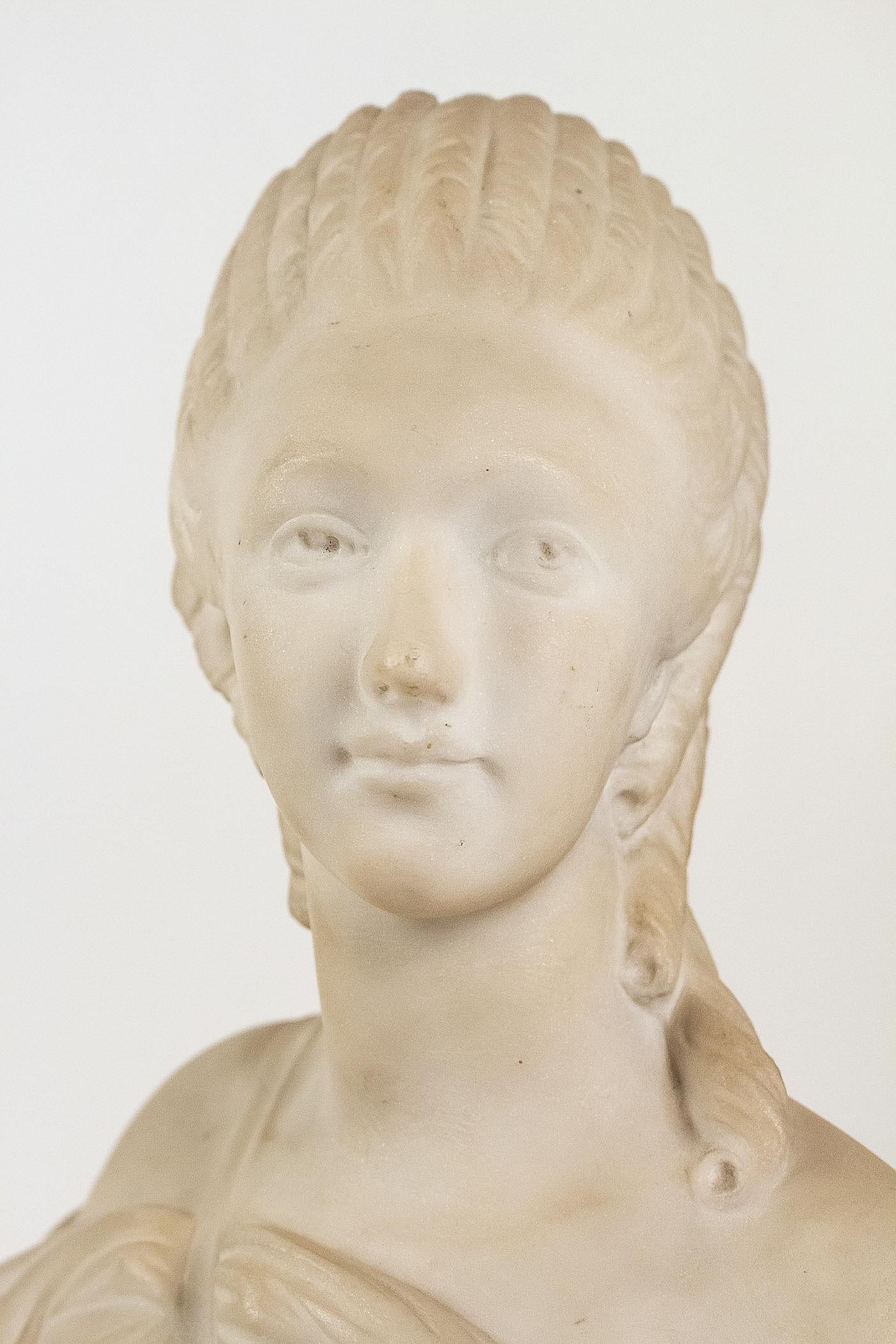 Small White Marble Bust of Countess du Barry, after Augustin Pajou 1