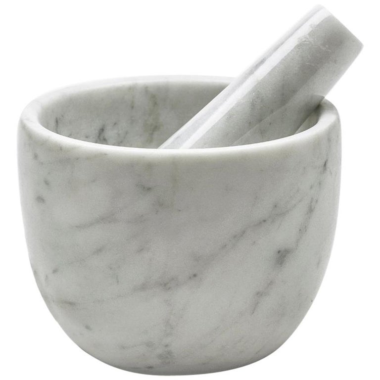 Fiammetta V Home Collection Small White Marble Mortar and Pestle, new