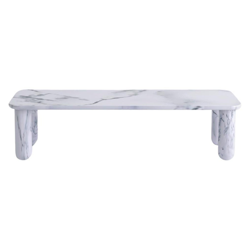 Small White Marble "Sunday" Coffee Table, Jean-Baptiste Souletie For Sale